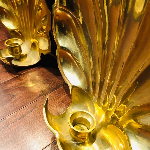 VINTAGE BRASS SCALLOPED CLAM SHELL SCOUNCES - Picture 4 of 8